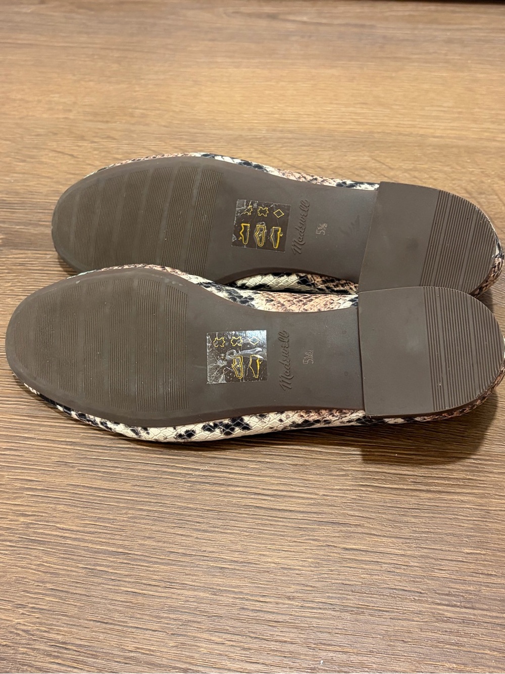 Madewell | Adelle Snakeskin Print Ballet Flats Womens Size 5.5 Beige Black bow - Picture 8 of 10